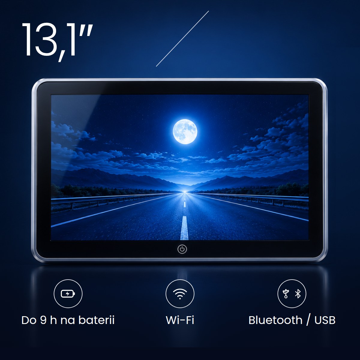Ekran 13,1″: do 9 godzin na baterii, Wi-Fi, Bluetooth i USB